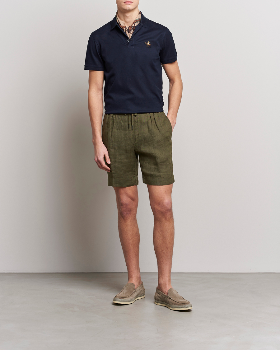 Mies | Shortsit | Ralph Lauren Purple Label | Rumpled Linen Shorts Olive