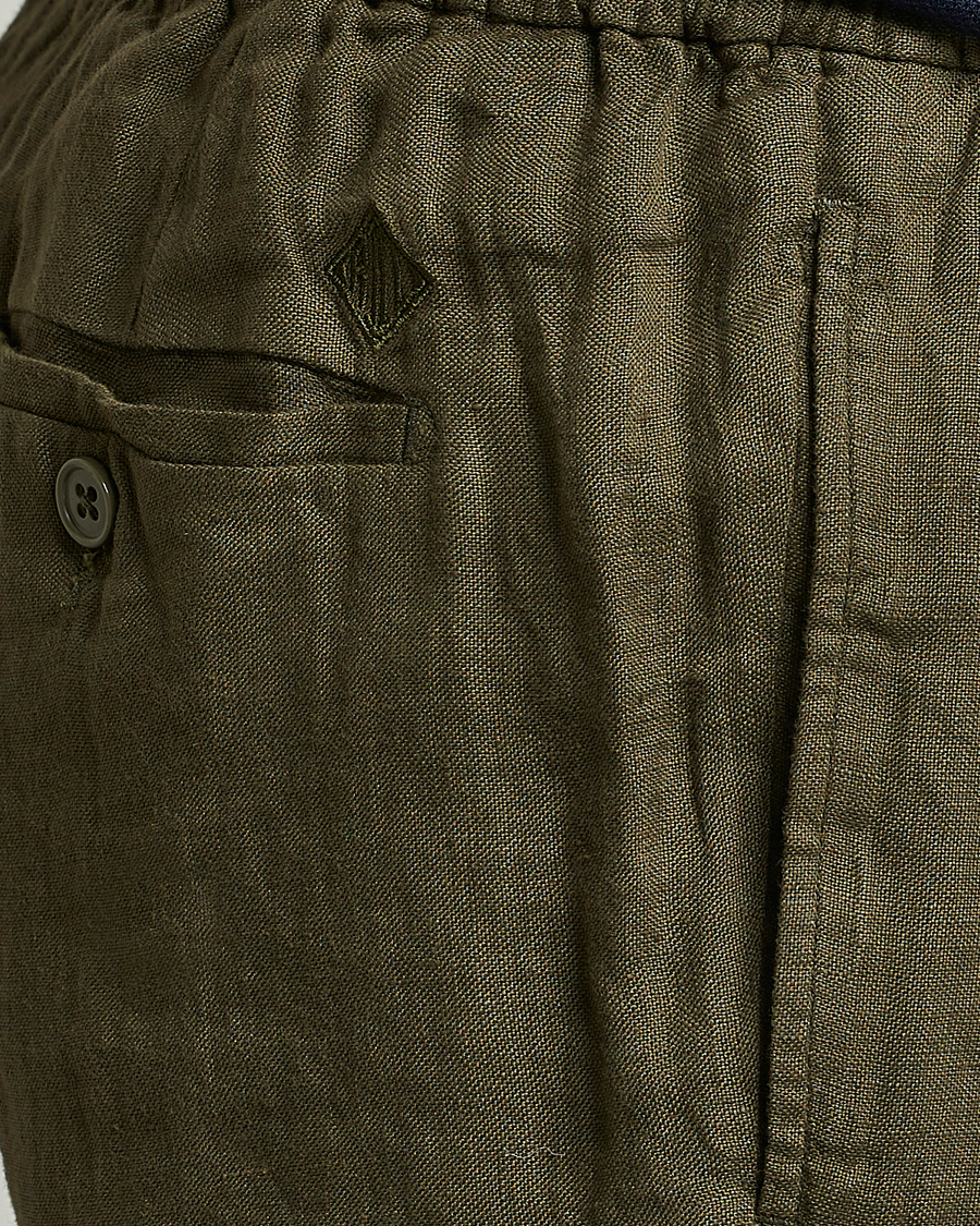 Mies | Shortsit | Ralph Lauren Purple Label | Rumpled Linen Shorts Olive