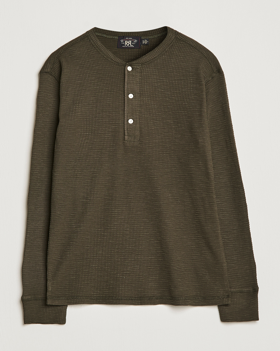 Mies | Puserot | RRL | Long Sleeve Henley Dark Green
