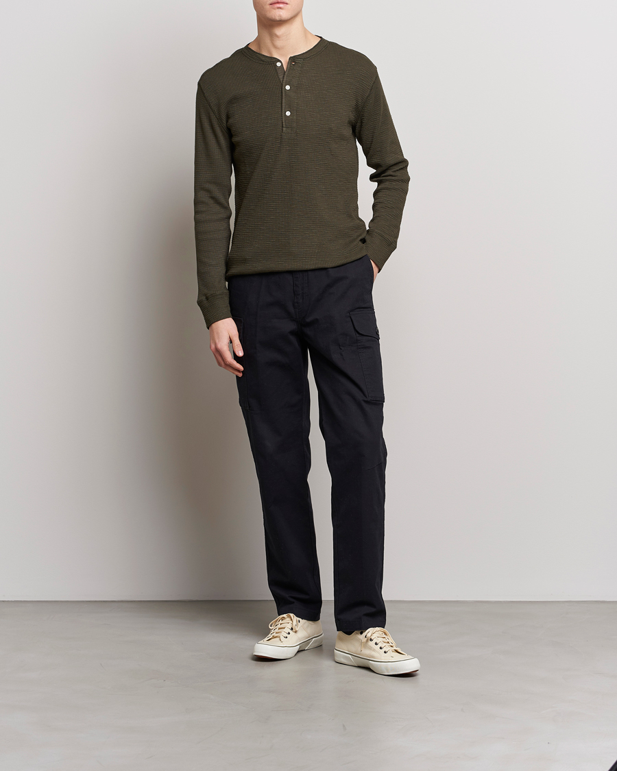 Mies | Puserot | RRL | Long Sleeve Henley Dark Green