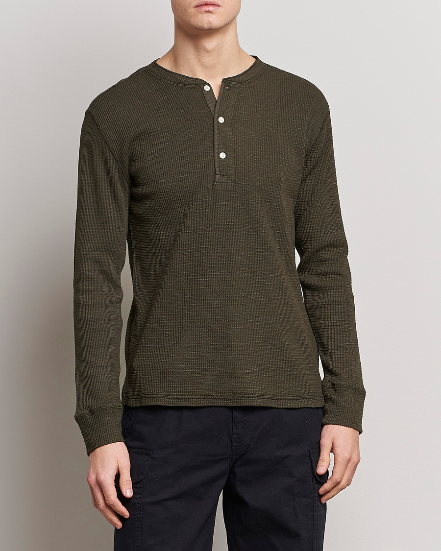 Mies | Puserot | RRL | Long Sleeve Henley Dark Green