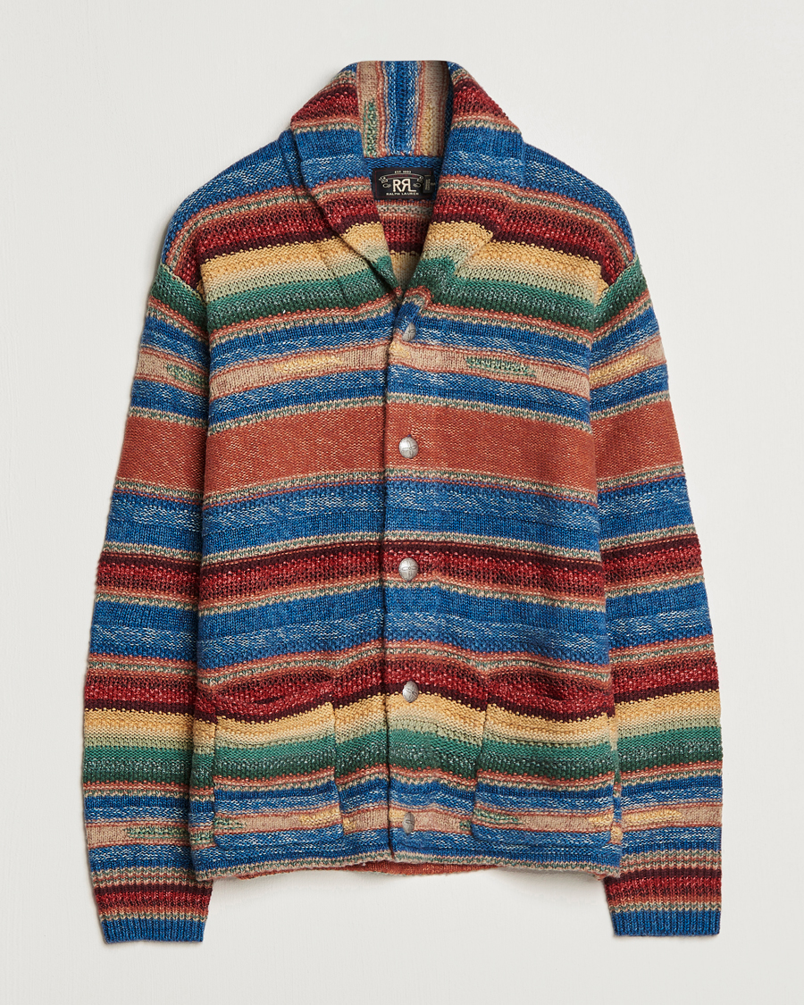 Mies | Puserot | RRL | Wool/Linen Blend Shawl Cardigan Red Multi