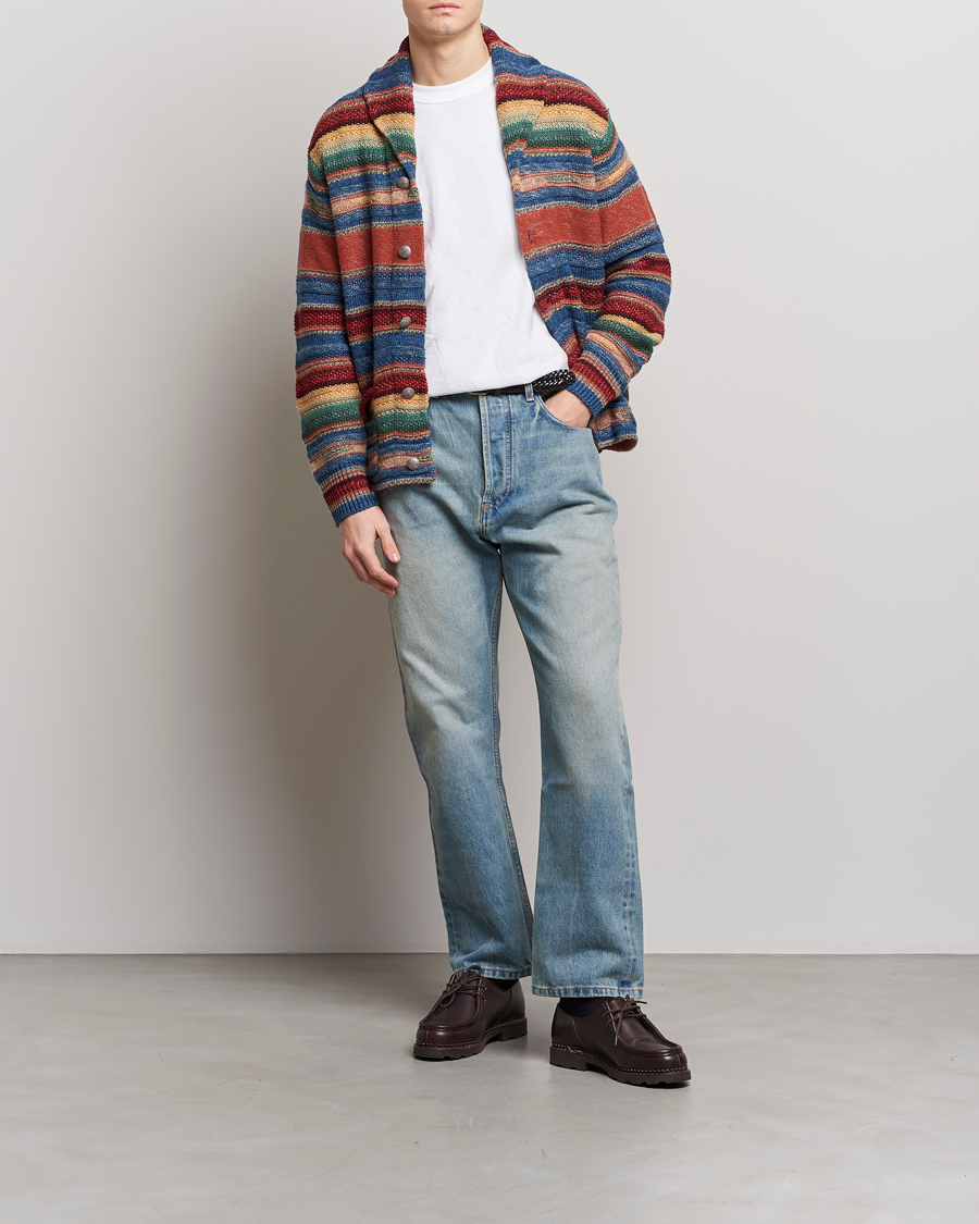 Mies | Puserot | RRL | Wool/Linen Blend Shawl Cardigan Red Multi