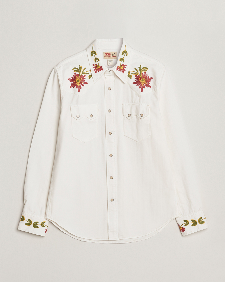 Mies | Kauluspaidat | RRL | Sawtooth Western Embroidered Shirt White Wash