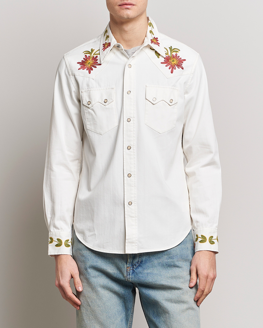 Mies | RRL | RRL | Sawtooth Western Embroidered Shirt White Wash