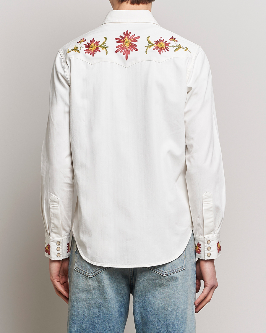 Mies | Kauluspaidat | RRL | Sawtooth Western Embroidered Shirt White Wash