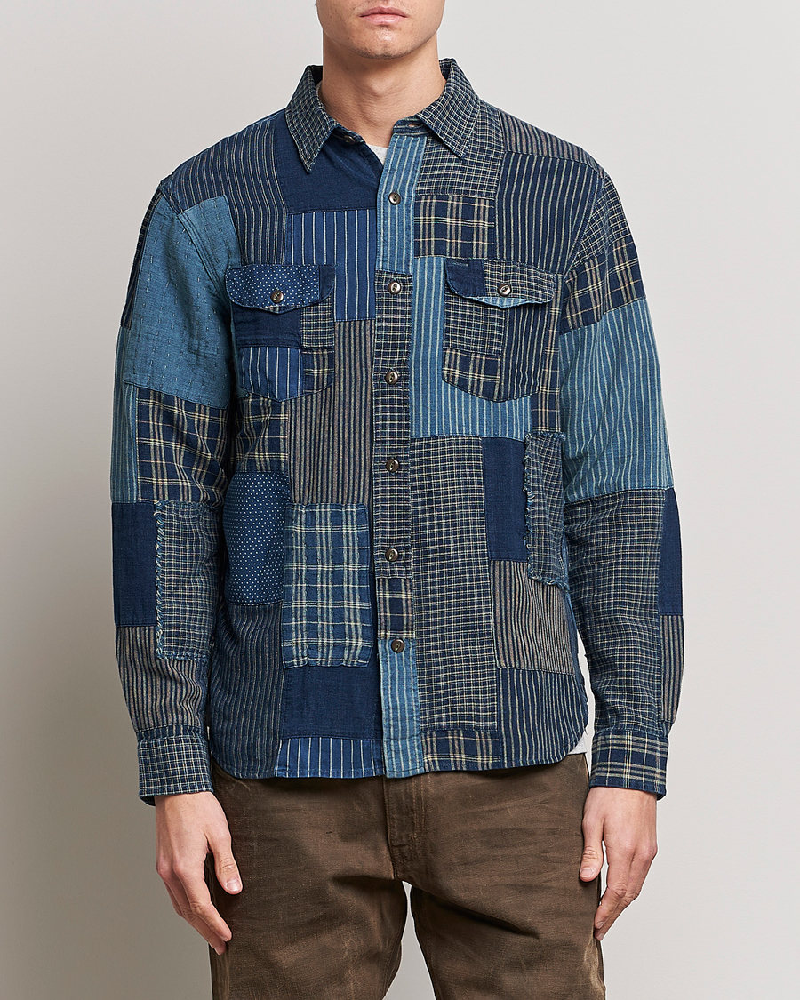 Mies | Kauluspaidat | RRL | Sweet Orr Overshirt Indigo Patchwork