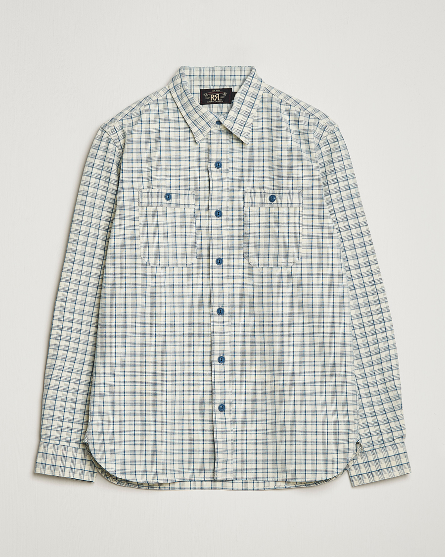 Mies | Kauluspaidat | RRL | Alaska Overshirt Cream/Blue