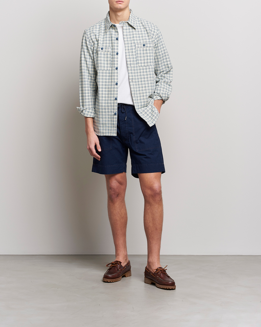 Mies | Kauluspaidat | RRL | Alaska Overshirt Cream/Blue