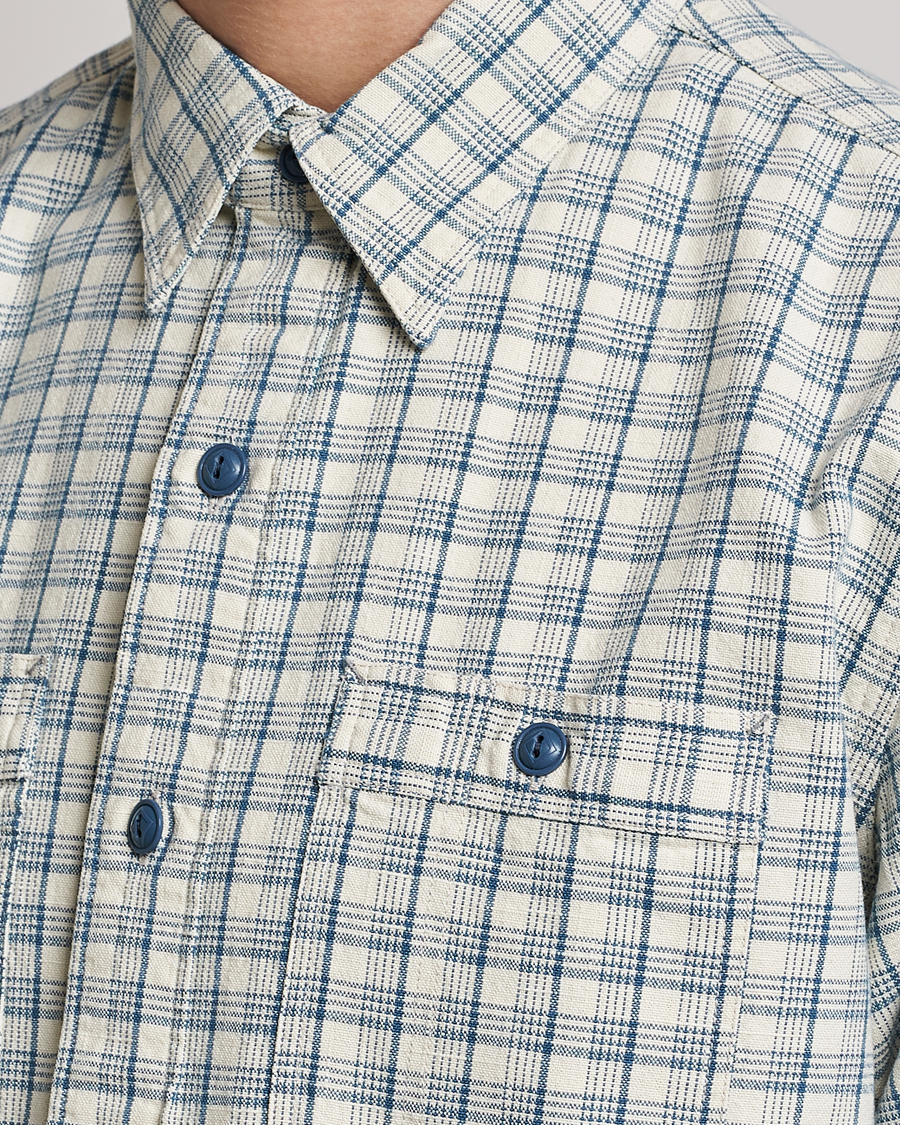 Mies | Kauluspaidat | RRL | Alaska Overshirt Cream/Blue