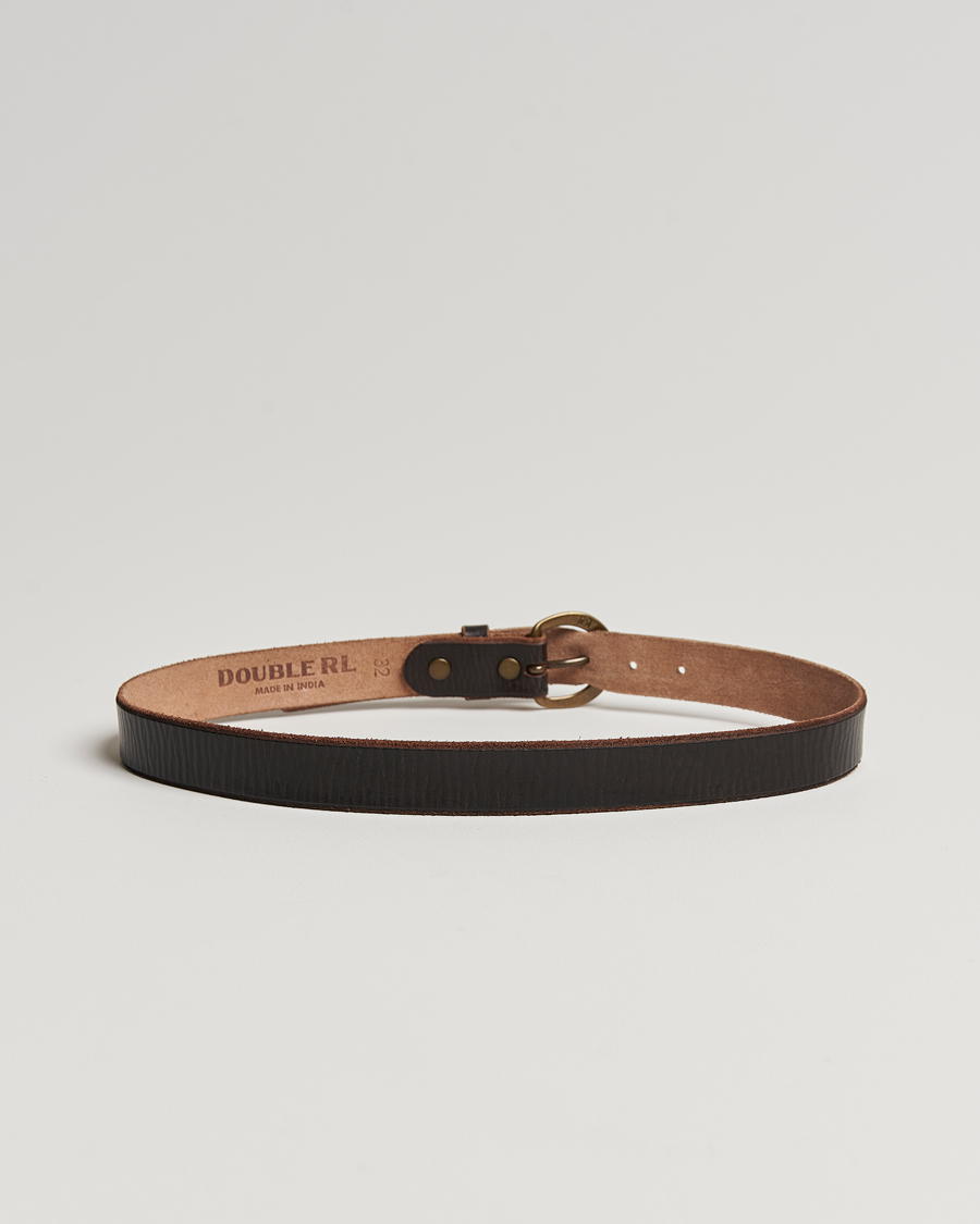 Mies | RRL Terramce Tumbled Leather Belt Dark Brown | RRL | Terramce Tumbled Leather Belt Dark Brown