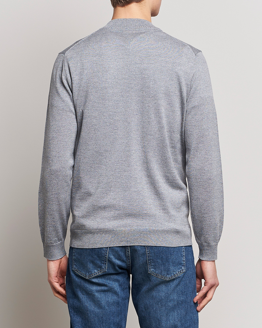 Mies | Puserot | Stenströms | Merino Wool Half Zip Grey Mouliné