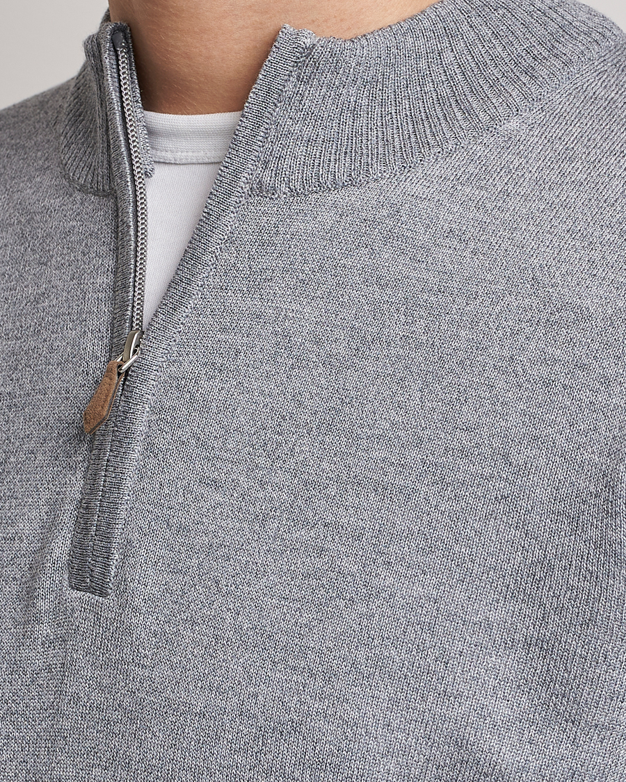 Mies | Puserot | Stenströms | Merino Wool Half Zip Grey Mouliné