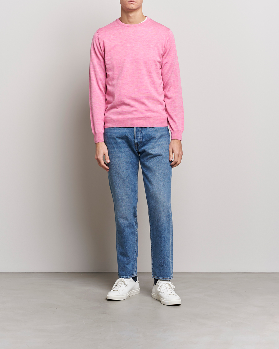 Mies | Puserot | Stenströms | Merino Crew Neck Pink