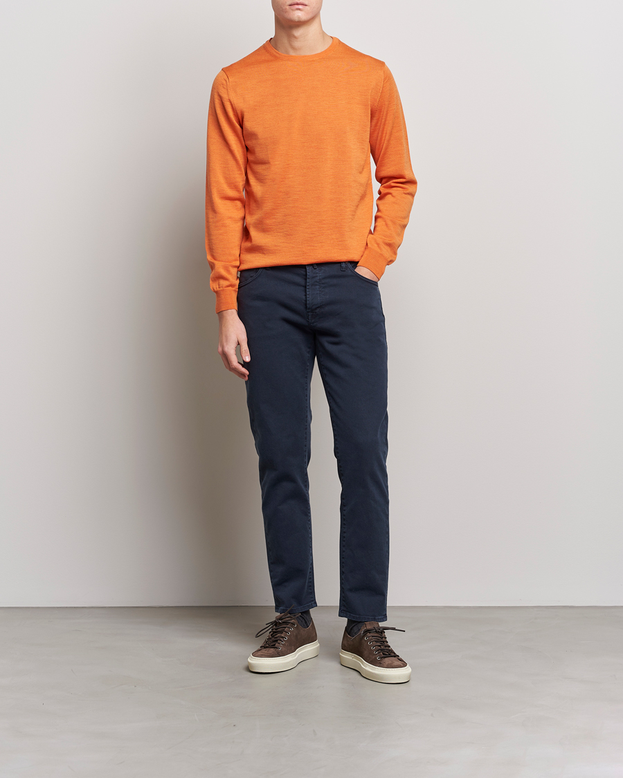 Mies | Puserot | Stenströms | Merino Crew Neck Orange