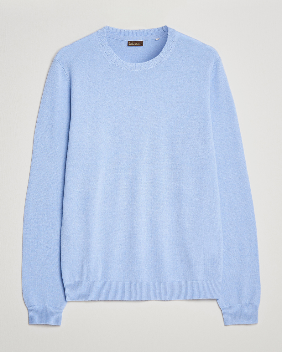 Mies | Puserot | Stenströms | Cashmere Crew Neck Light Blue