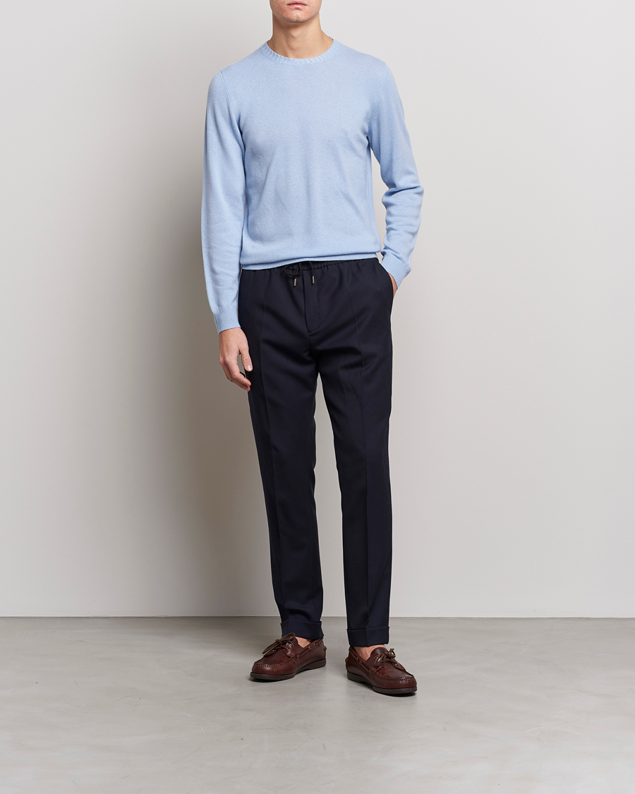 Mies | Puserot | Stenströms | Cashmere Crew Neck Light Blue