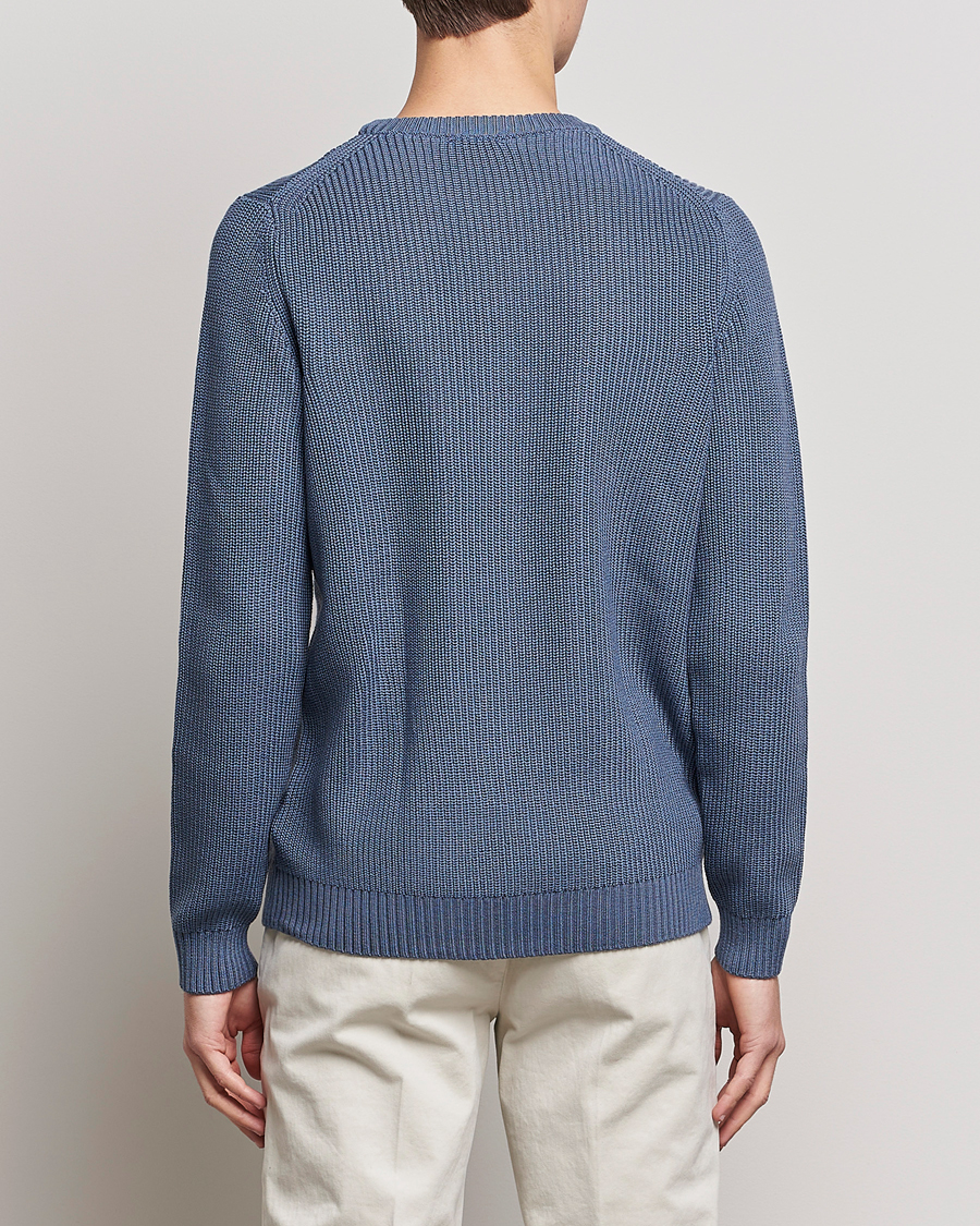 Mies | Puserot | Stenströms | Merino Heavy Knitted Crew Neck Petrol Blue