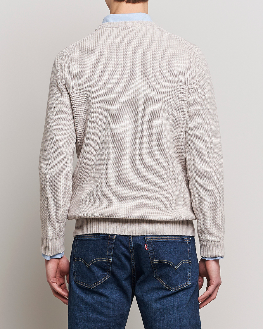 Mies | Puserot | Stenströms | Merino Heavy Knitted Crew Neck Beige