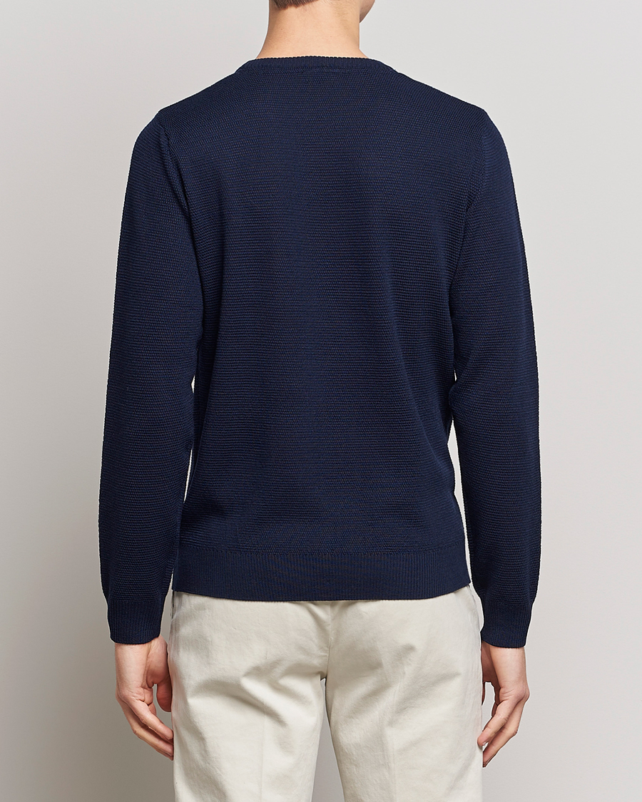 Mies | Puserot | Stenströms | Textured Merino Crew Neck Navy