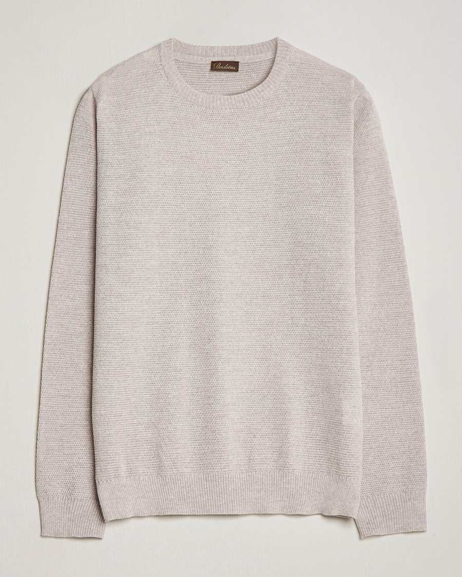 Mies | Puserot | Stenströms | Textured Merino Crew Neck Beige