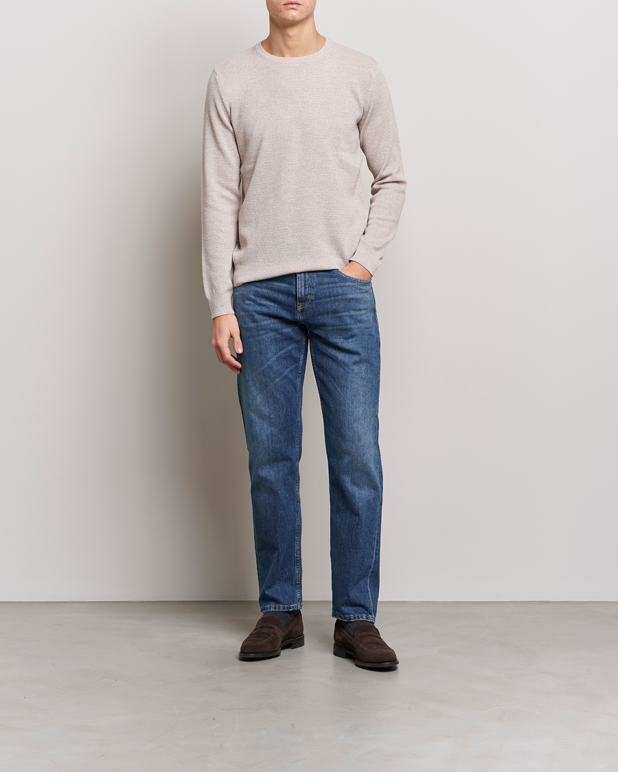 Mies | Puserot | Stenströms | Textured Merino Crew Neck Beige