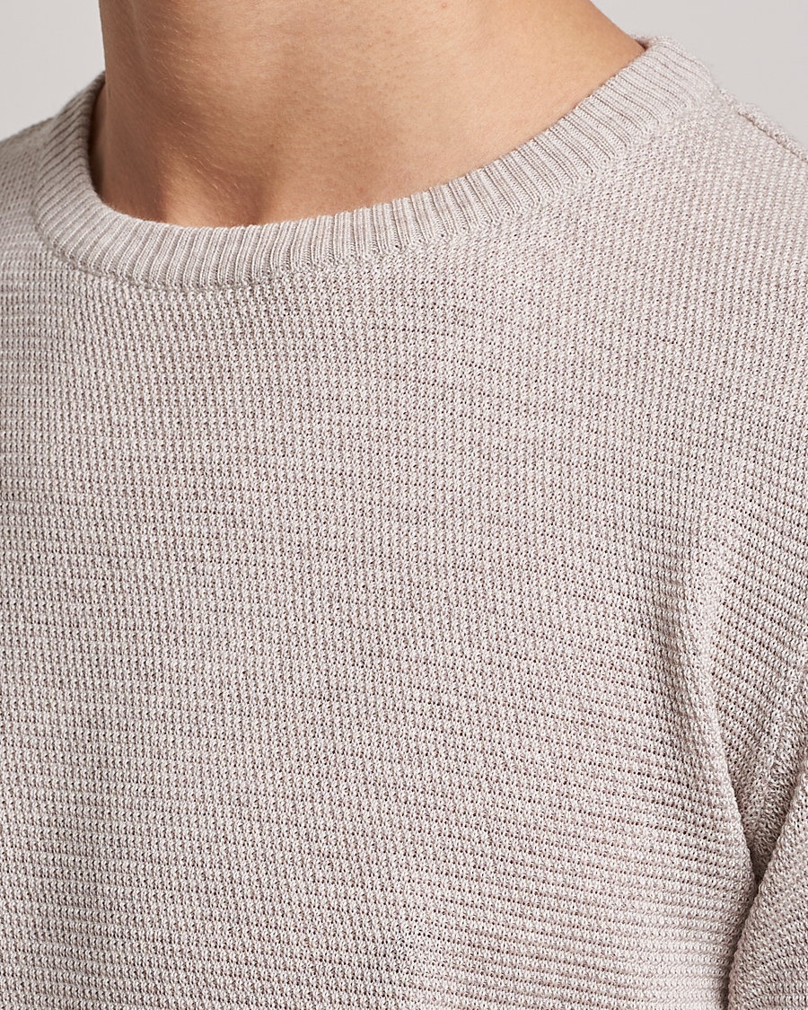 Mies | Puserot | Stenströms | Textured Merino Crew Neck Beige