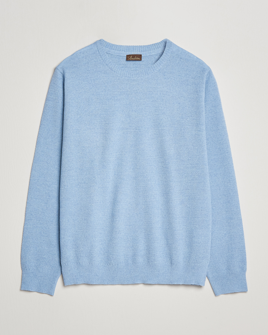 Mies | Puserot | Stenströms | Textured Merino Crew Neck Light Blue