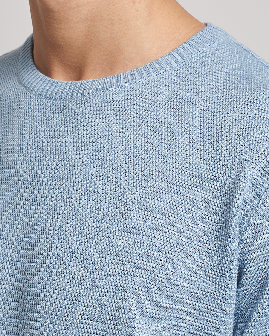 Mies | Puserot | Stenströms | Textured Merino Crew Neck Light Blue