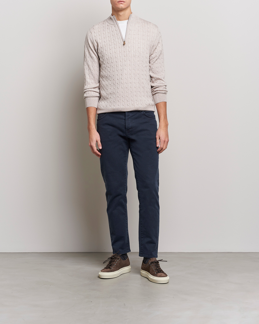 Mies | Puserot | Stenströms | Merino Cable Half Zip Beige