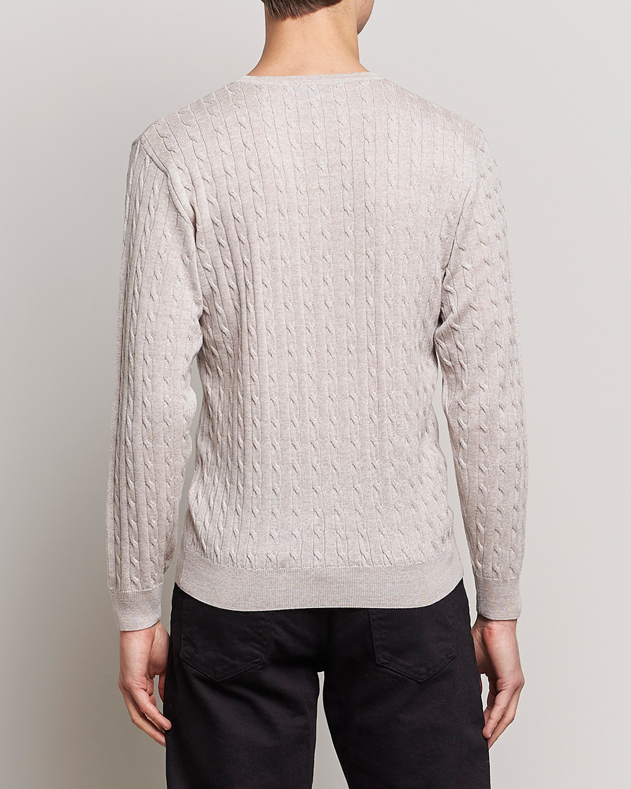 Mies | Puserot | Stenströms | Merino Cable Crew Neck Beige