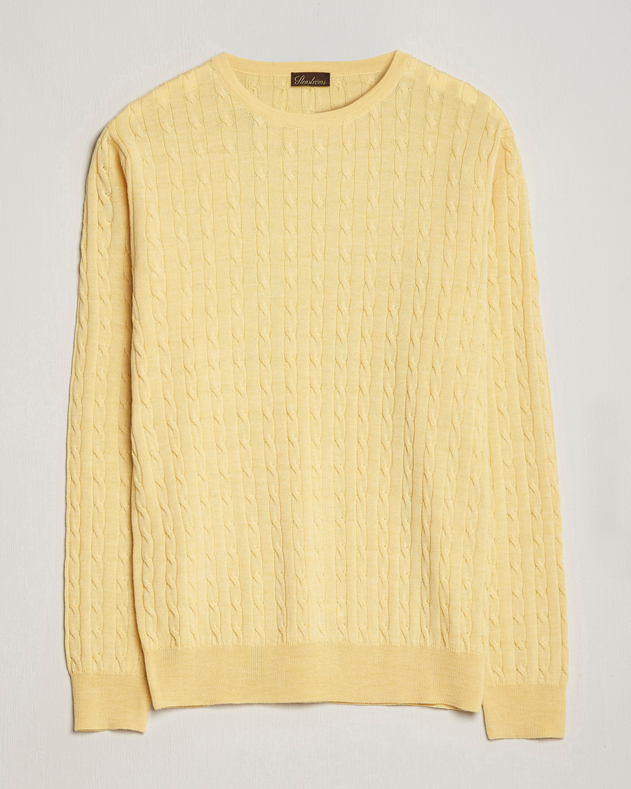 Mies | Puserot | Stenströms | Merino Cable Crew Neck Yellow