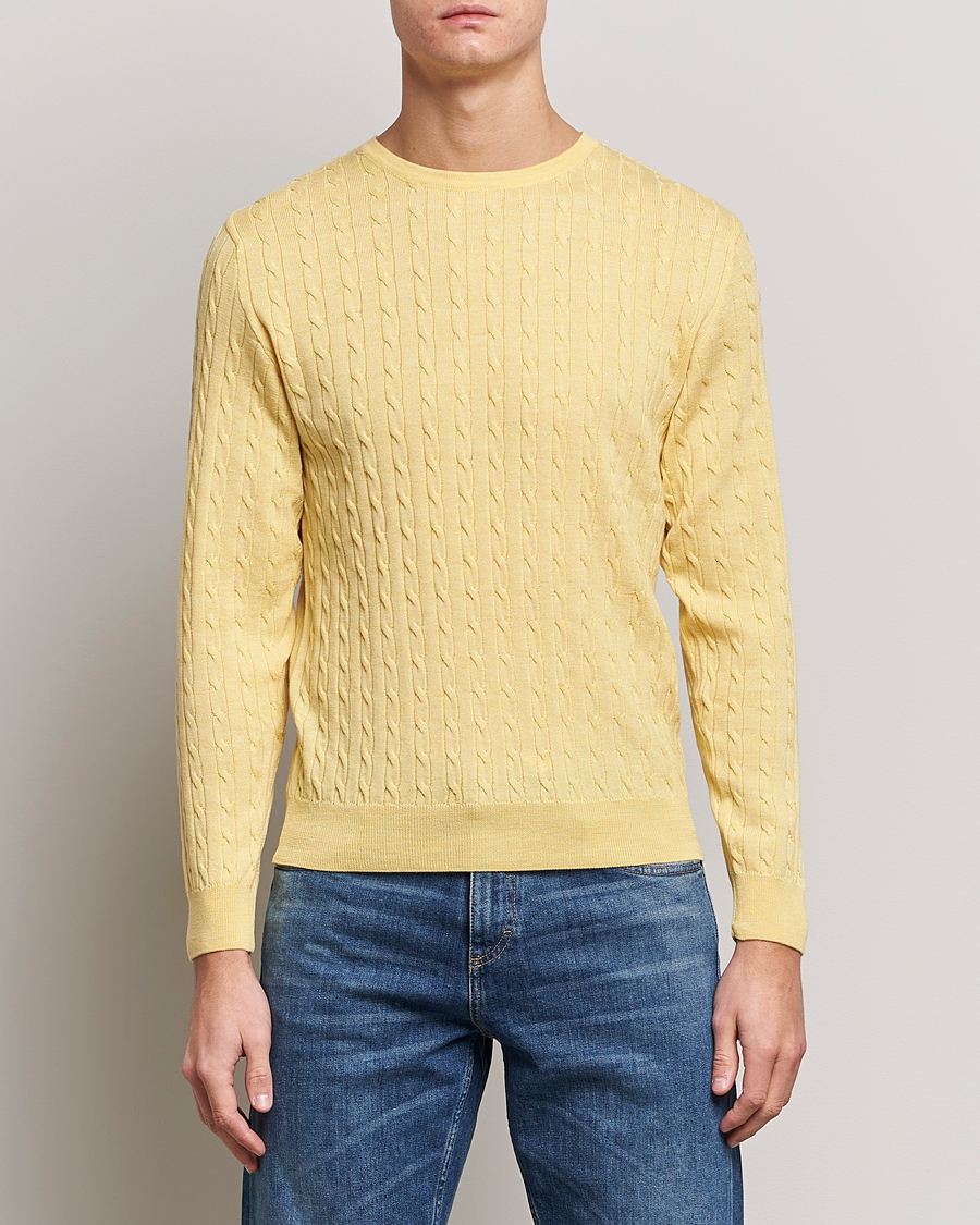Mies | Puserot | Stenströms | Merino Cable Crew Neck Yellow