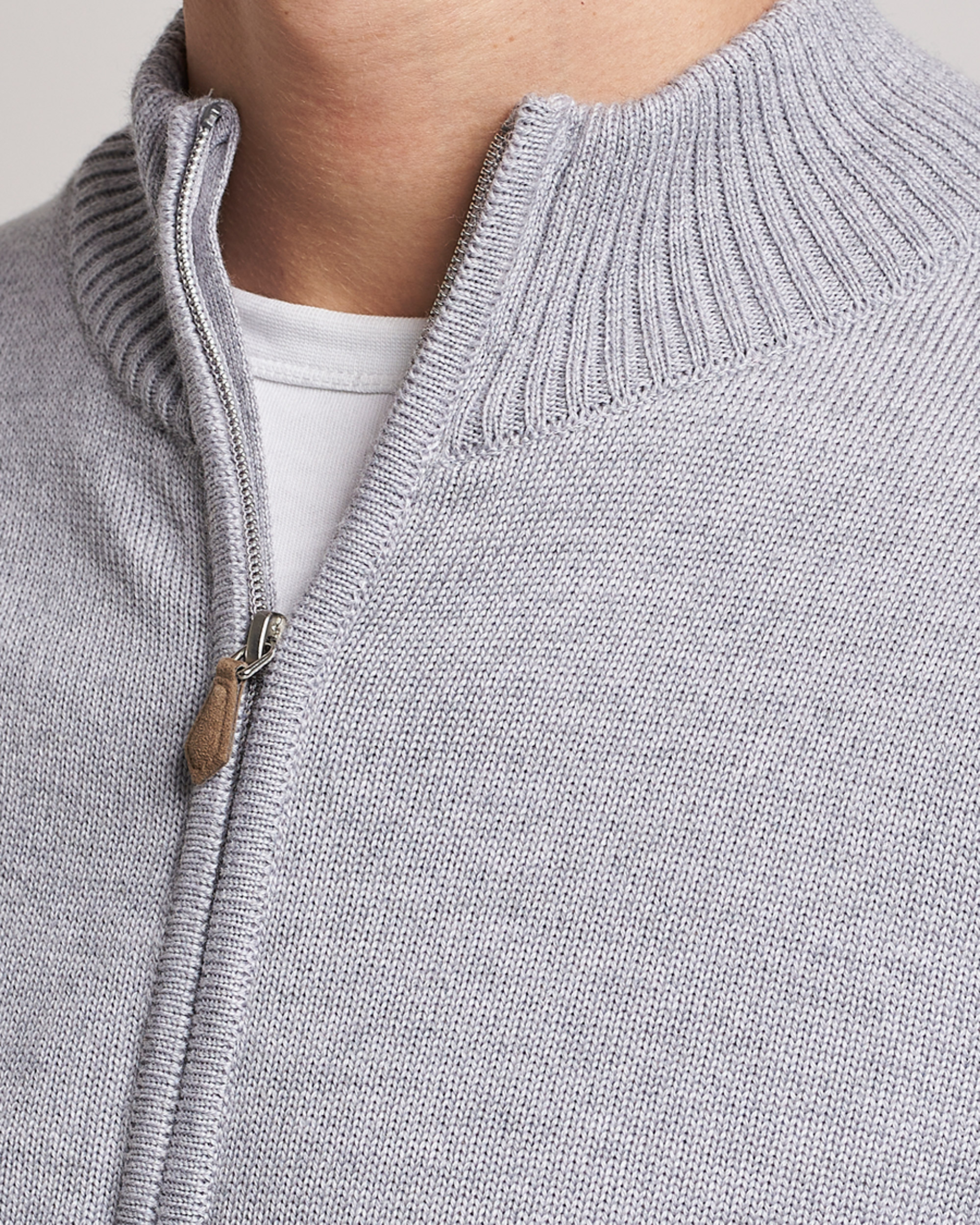Mies | Puserot | Stenströms | Chunky Merino Full Zip Light Grey