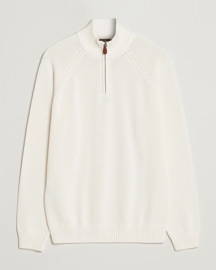 Mies | Puserot | Stenströms | Knitted Cotton Half Zip White
