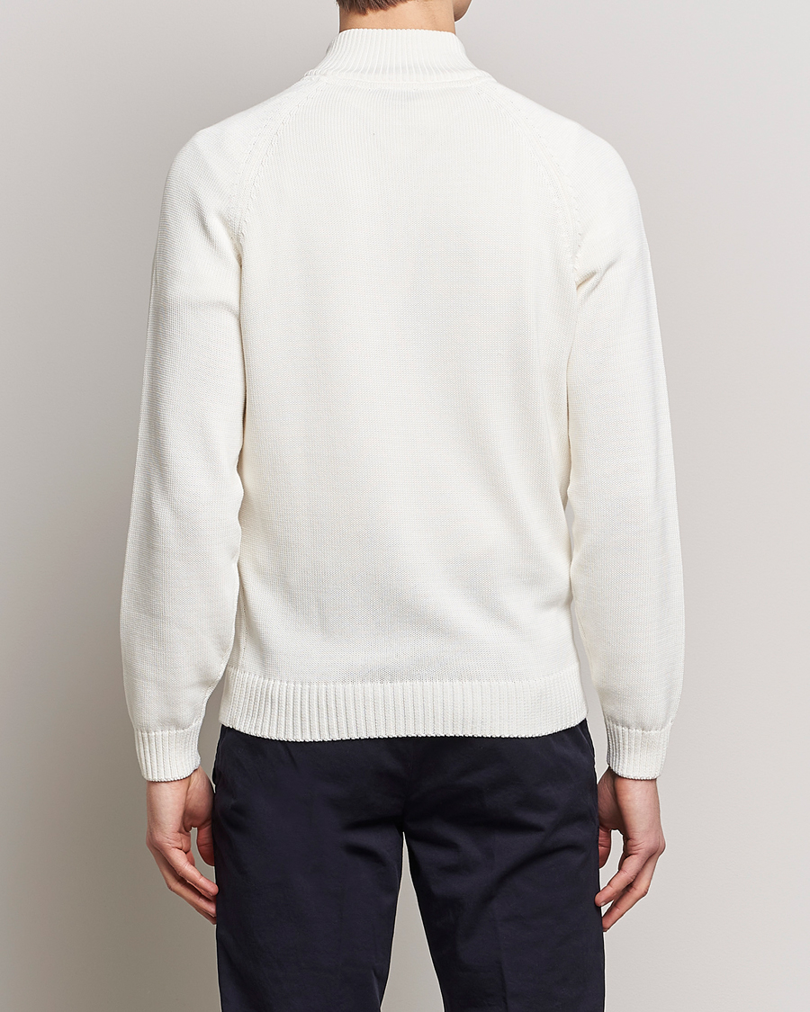Mies | Puserot | Stenströms | Knitted Cotton Half Zip White
