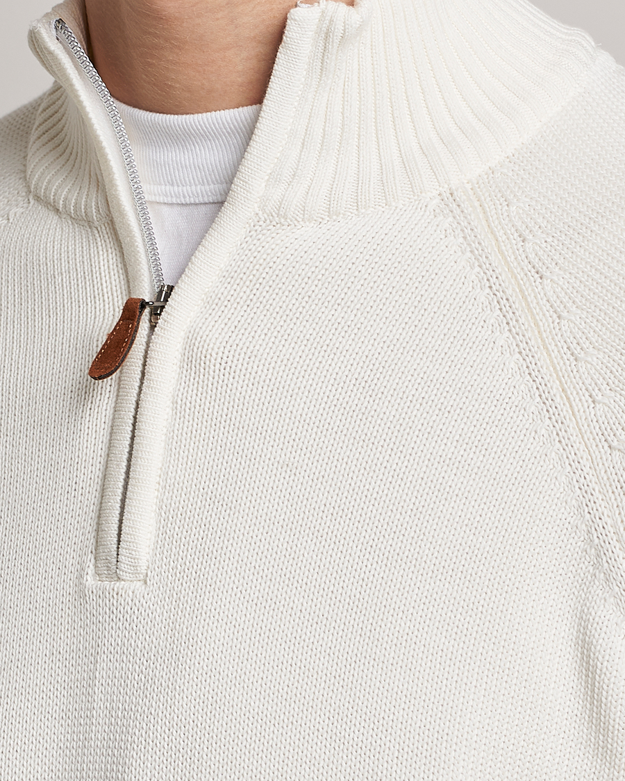 Mies | Puserot | Stenströms | Knitted Cotton Half Zip White