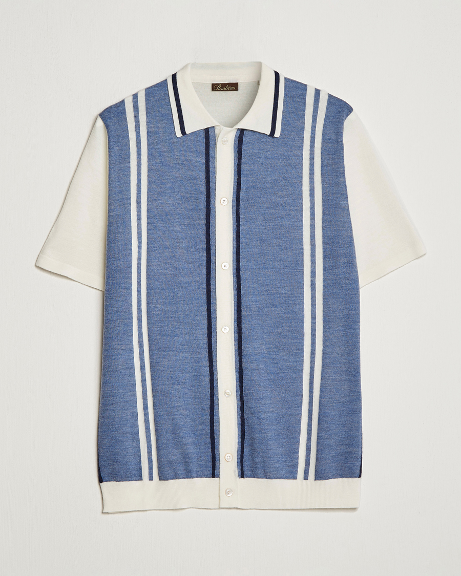 Mies | Kauluspaidat | Stenströms | Ripley Merino Striped Polo Shirt Blue