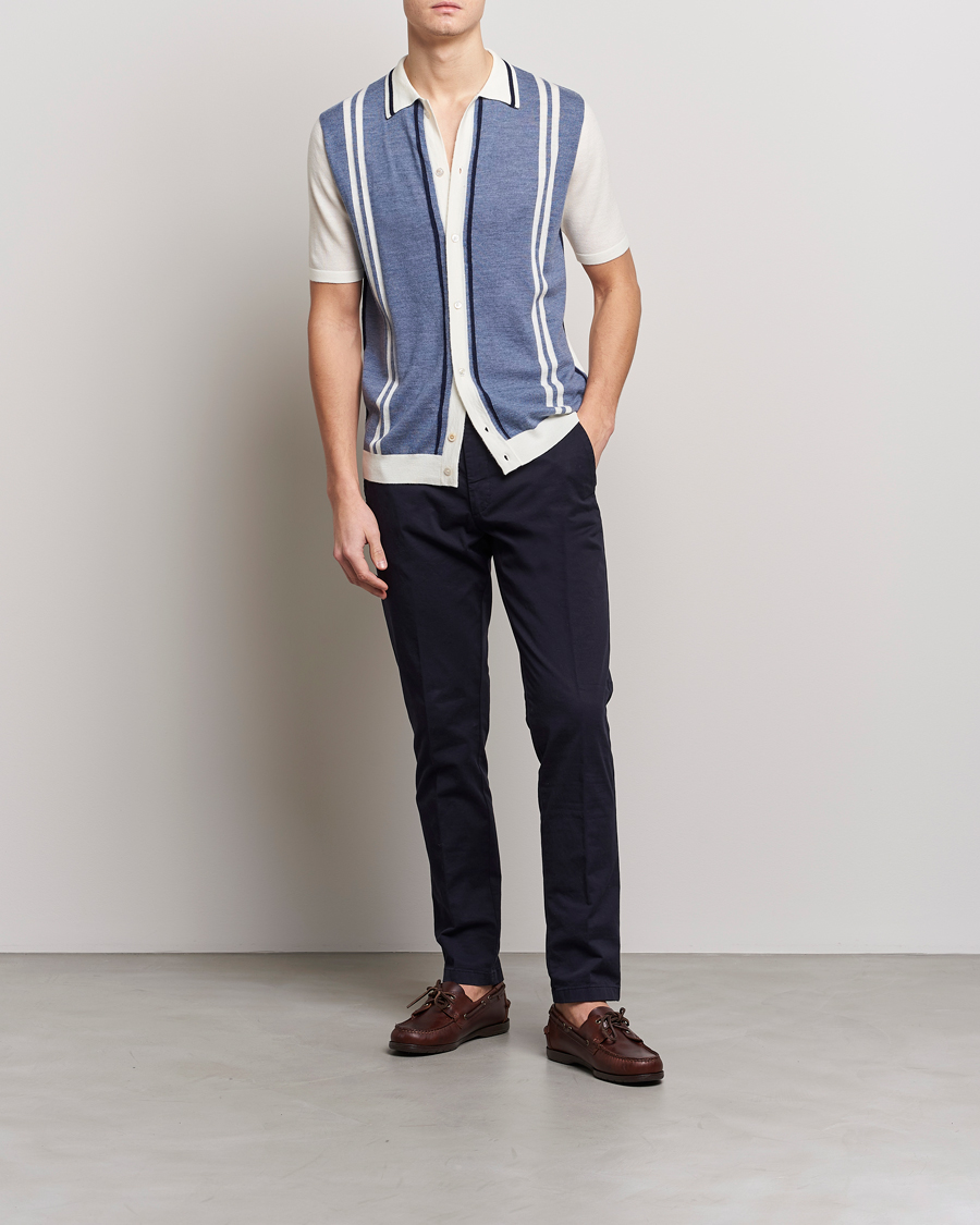 Mies | Kauluspaidat | Stenströms | Ripley Merino Striped Polo Shirt Blue