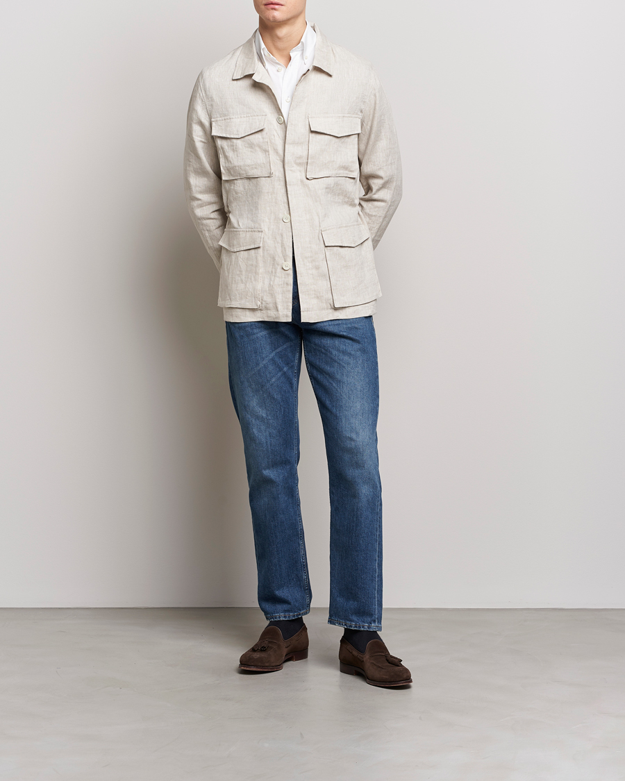 Mies | Takit | Stenströms | Linen Field Jacket Beige