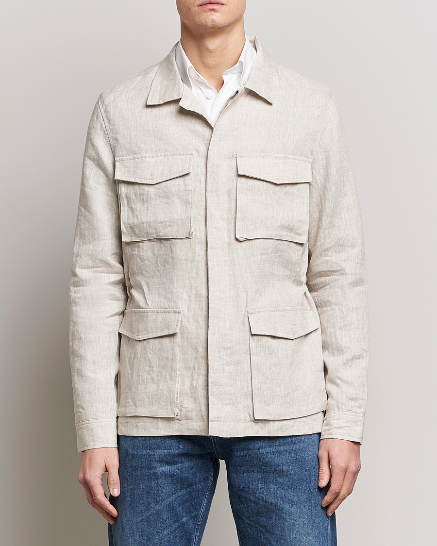 Mies | Takit | Stenströms | Linen Field Jacket Beige