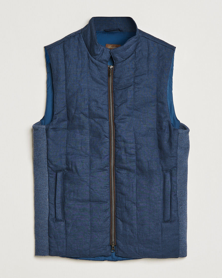 Mies | Ulkoliivit | Stenströms | Hybrid Linen/Merino Vest Blue