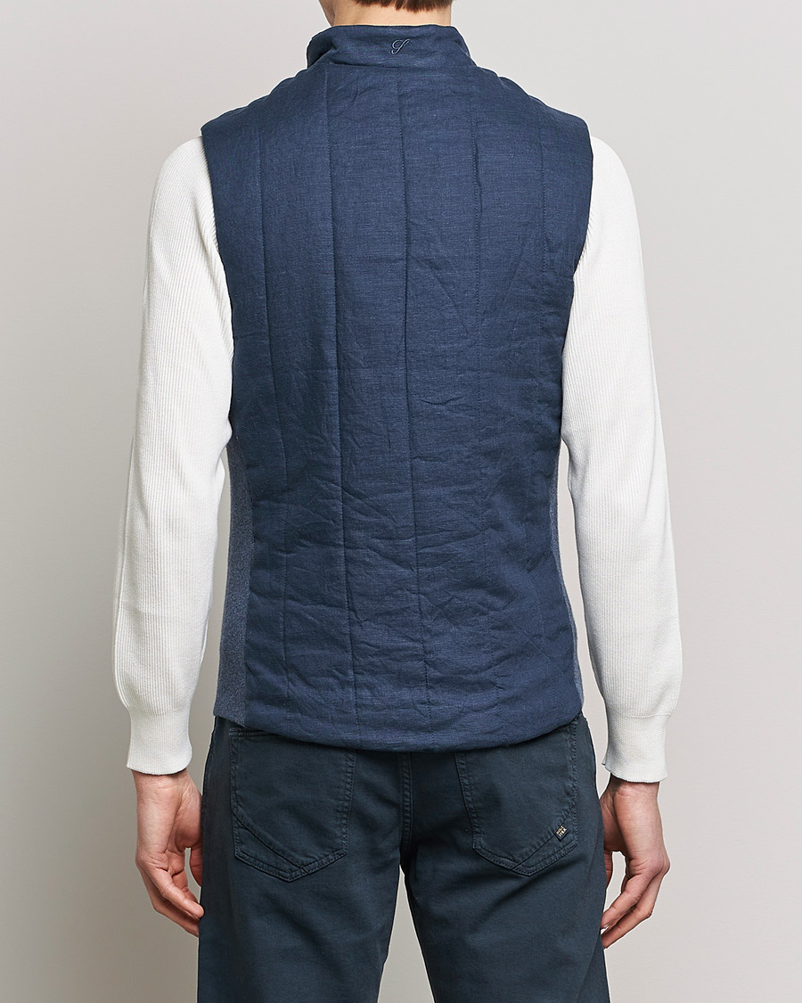 Mies | Ulkoliivit | Stenströms | Hybrid Linen/Merino Vest Blue