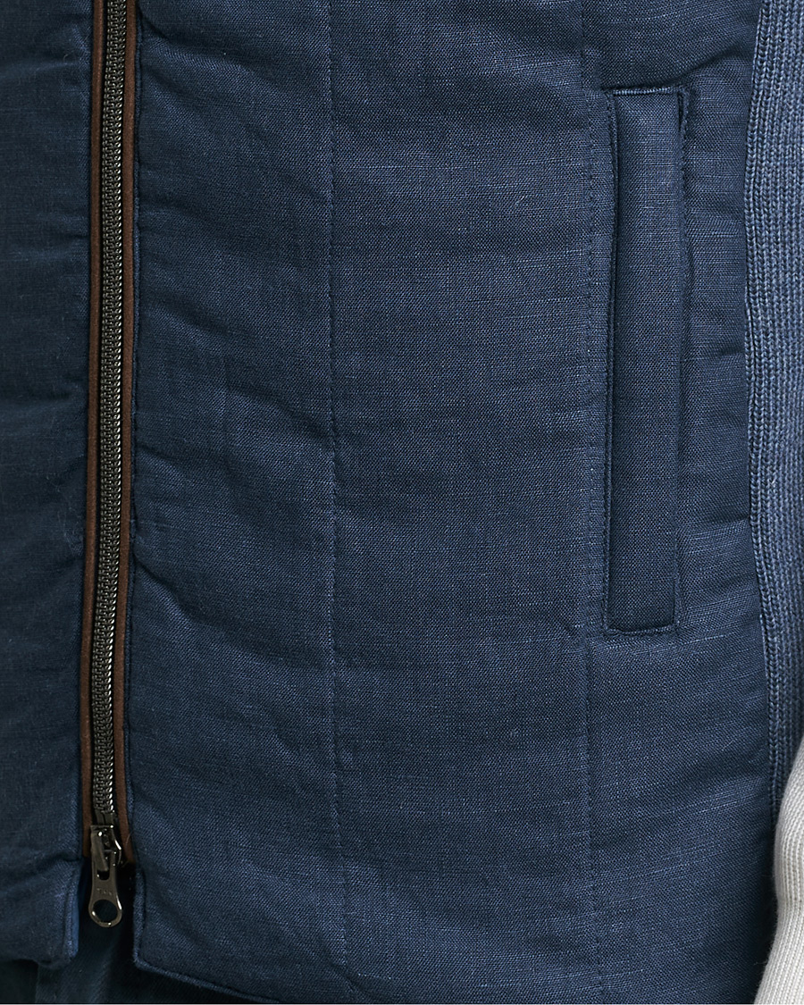 Mies | Ulkoliivit | Stenströms | Hybrid Linen/Merino Vest Blue