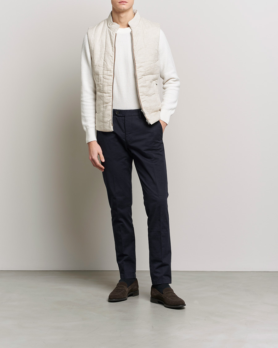 Mies | Ulkoliivit | Stenströms | Hybrid Linen/Merino Vest Beige