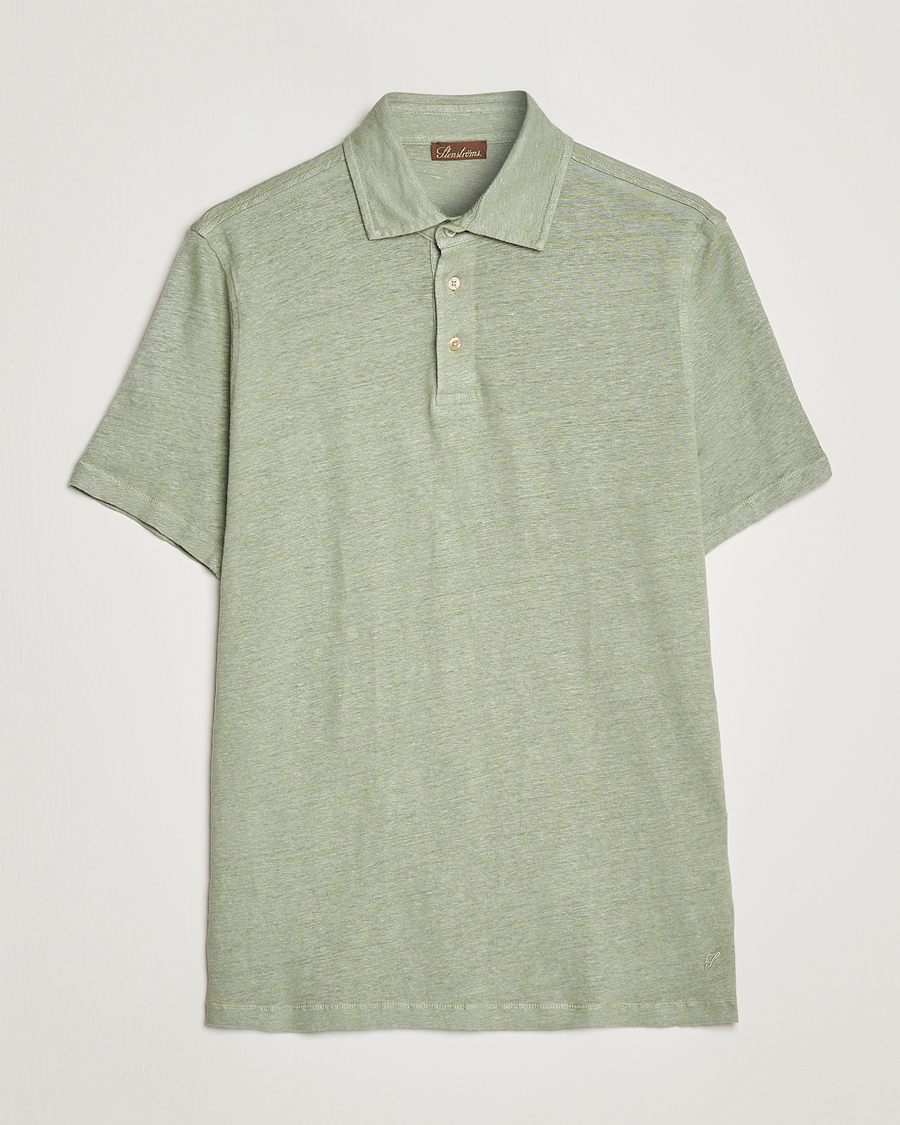 Mies | Pikeet | Stenströms | Linen Polo Shirt Pistachio