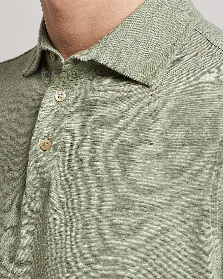 Mies | Pikeet | Stenströms | Linen Polo Shirt Pistachio