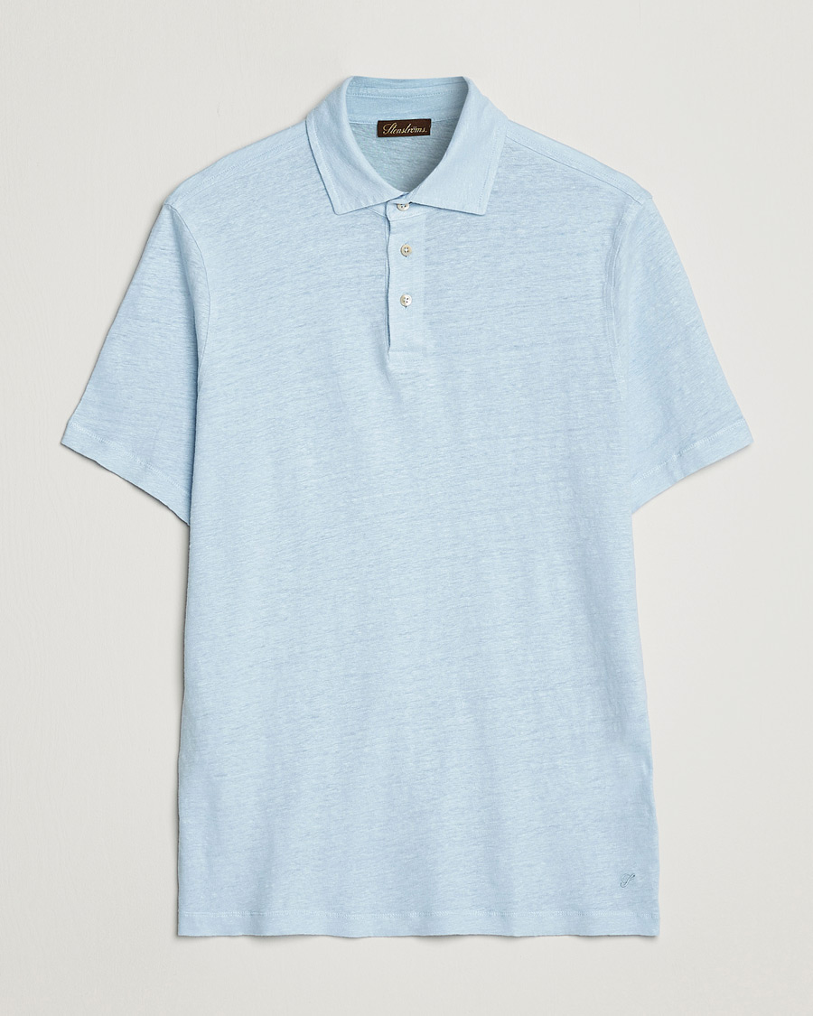 Mies | Pikeet | Stenströms | Linen Polo Shirt Light Blue