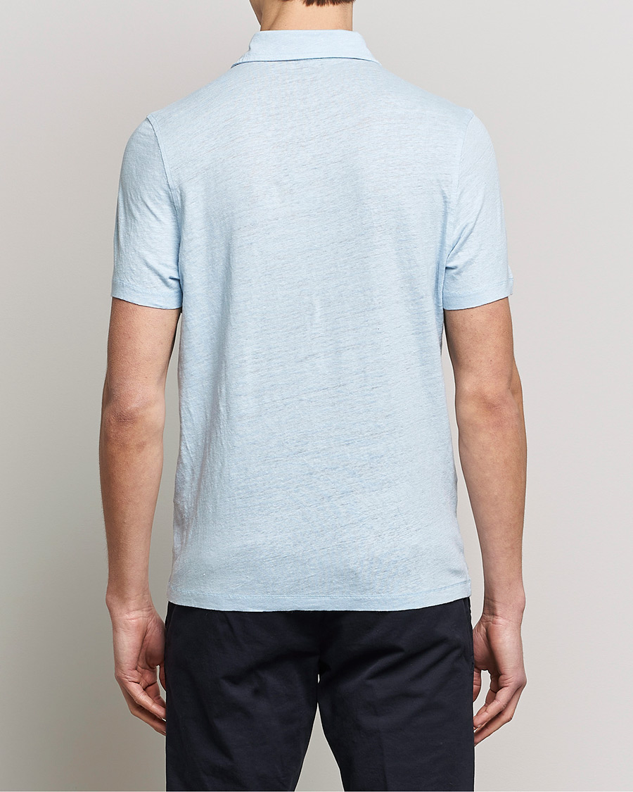 Mies | Pikeet | Stenströms | Linen Polo Shirt Light Blue