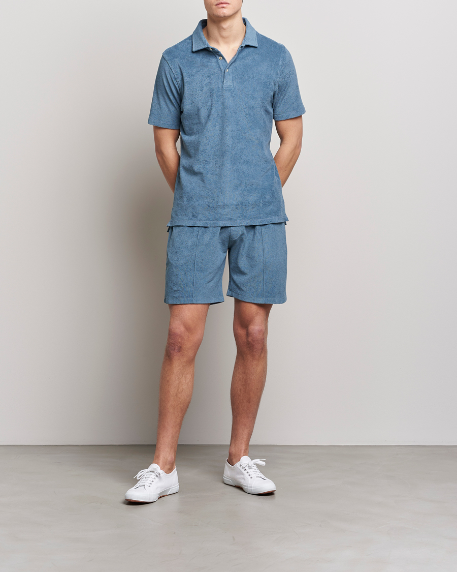 Mies | Pikeet | Stenströms | Terry Cotton Poloshirt Petrol Blue
